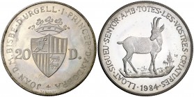 1984. Andorra. 20 diners. (Kr. 24). 15,96 g. AG. Acuñación de 5000 ejemplares. Proof.