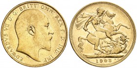 1903. Australia. Eduardo VII. P (Perth). 1 libra. (Fr. 34) (Kr. 15). 7,93 g. AU. MBC/MBC+.