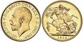 1914. Australia. Jorge V. M (Melbourne). 1 libra. (Fr. 39) (Kr. 29). 7,98 g. AU. EBC.