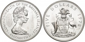 1972. Bahamas. Isabel II. 5 dólares. (Kr. 33). 41,70 g. AG. S/C.