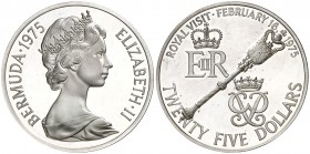 1975. Bermuda. Isabel II. 25 dólares. (Kr. 23a). 47,71 g. AG. Proof.