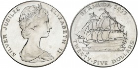 1977. Bermuda. Isabel II. 25 dólares. (Kr. 25). 55 g. AG. S/C.