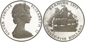 1977. Bermuda. Isabel II. 25 dólares. (Kr. 25). 54,79 g. AG. Proof.