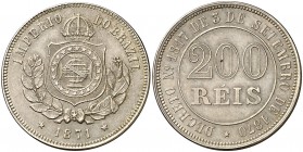 1871. Brasil. Pedro II. 200 reis. (Kr. 478). 15,07 g. CU-NI. MBC+.