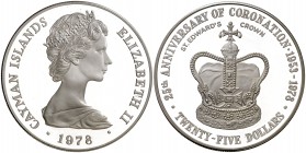 1978. Islas Caimán. Isabel II. 25 dólares. (Kr. 38). 51,72 g. AG. Acuñación de 5000 ejemplares. Proof.