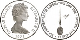1878. Islas Caimán. Isabel II. 25 dólares. (Kr. 41). 51,53 g. AG. Acuñación de 5000 ejemplares. Proof.