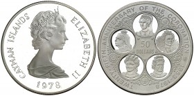 1978. Islas Caimán. Isabel II. 50 dólares. (Kr. 34). 65,25 g. AG. Proof.