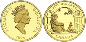 1994. Canadá. Isabel II. 200 dólares. (Fr. 31) (Kr. 250). 17,13 g. AU. Ana de las Tejas Verdes. En estuche oficial con certificado. Proof.