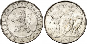 1955. Checoslovaquia. 100 coronas. (Kr. 45). 24,04 g. AG. S/C.