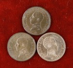 1906, 1912 y 1913. Alfonso XIII. 1 céntimo. Lote de 3 monedas. A examinar. EBC+/S/C.