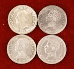 1904*04, 1904*10, 1910*10 y 1926. Alfonso XIII. 50 céntimos. Lote de 4 monedas distintas. A examinar. EBC/S/C.