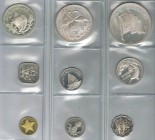 1974-1976. Bahamas. 1, 5, 10, 15, 25 y 50 centavos, y 1, 2 y 5 dólares. Serie completa de 9 valores en diversos metales. A examinar. Proof.