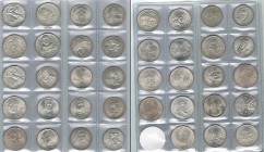 1948-1990. Checoslovaquia. 100 coronas. AG. Lote de 39 monedas, todas diferentes. A examinar. S/C.