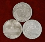1956-1957. Egipto. 25 piastras. AG. 3 monedas distintas. A examinar. MBC+/EBC.