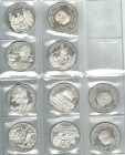 1969. Túnez. 1 dinar. (Kr. 292 a 301). 40 mm. AG. Lote de 10 monedas, todas distintas. Serie completa. A examinar. Proof.
