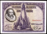 1928. 100 pesetas. (Ed. C6a). 15 de agosto, Cervantes. Serie A. S/C-.