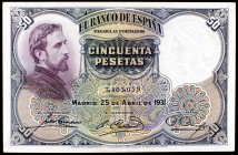 1931. 50 pesetas. (Ed. C10). 25 de abril, Rosales. Leve doblez. EBC.
