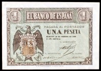 1938. Burgos. 1 peseta. (Ed. D28a). 28 de febrero. Serie F. Leve doblez en una esquina. EBC+.