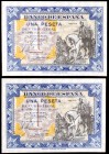1940. 1 peseta. (Ed. D42). 1 de junio, Hernán Cortés. Pareja correlativa, sin serie. S/C-.