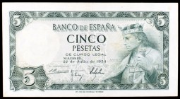1954. 5 pesetas. (Ed. D67). 22 de julio, Alfonso X el Sabio. Sin serie. S/C.