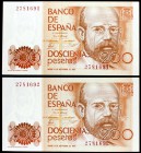 1980. 200 pesetas. (Ed. E6). 16 de septiembre, Clarín. Pareja correlativa, sin serie. S/C.