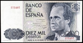 1985. 10000 pesetas. (Ed. E7). 24 de septiembre, Juan Carlos I/Felipe. Sin serie. Leve doblez. EBC+.