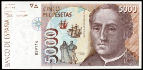 1992. 5000 pesetas. (Ed. E10). 12 de octubre, Colón. Sin serie. S/C-.