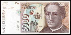 1992. 5000 pesetas. (Ed. E10a). 12 de octubre, Colón. Serie Q. S/C.
