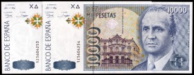 1992. 10000 pesetas. (Ed. E11a). 12 de octubre, Juan Carlos I. Pareja correlativa, serie 1Z. S/C.