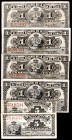 1896. El Banco Español de la Isla de Cuba. 5 centavos (dos) y 1 peso (cuatro). Habana, 15 de mayo. Lote de 6 billetes. MBC+/EBC.