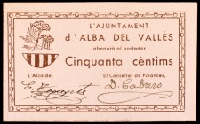 Alba del Vallès. 50 céntimos. (T. 64a). Raro así. EBC.