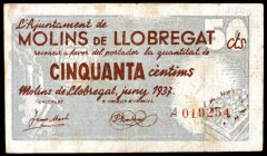 Molins de Llobregat. 50 céntimos. (T. 1730). MBC-.