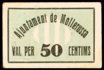 Mollerussa. 50 céntimos. (T. 1737). Cartón. Escaso. MBC+.