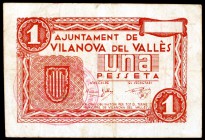 Vilanova del Vallès. 1 peseta. (T. 3283b). Escaso. BC+.
