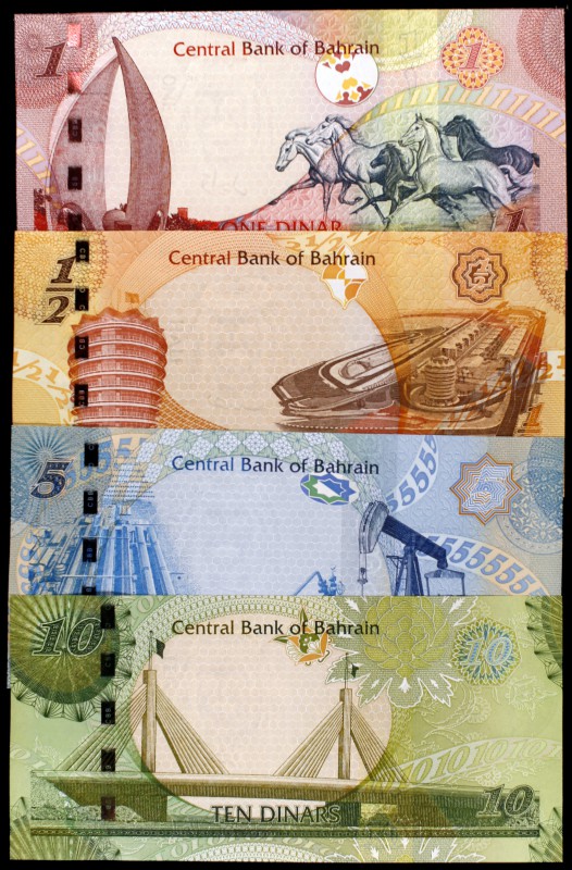 s/d (2008). Bahréin. Banco Central. 1/2, 1, 5 y 10 dinars. (Pick 25 a 28). 4 bil...