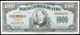 1950. Cuba. Banco Nacional de Cuba. 1000 pesos. (Pick 84). Tomás Estrada Palma. EBC-.