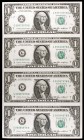 1985. Estados Unidos. Reserva Federal. 1 dólar. (Pick 474). 4 billetes sin cortar. George Washington. Serie 6B. En expositor oficial. S/C.