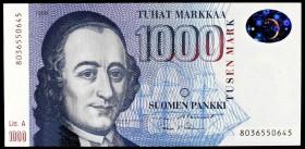 1986 (1991). Finlandia. Banco Finlandés. 1000 marcos. (Pick 121). Anders Chydenius. Raro. S/C.
