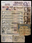 Lote de 14 billetes extranjeros de distintos valores y fechas. A examinar. RC/MBC+.