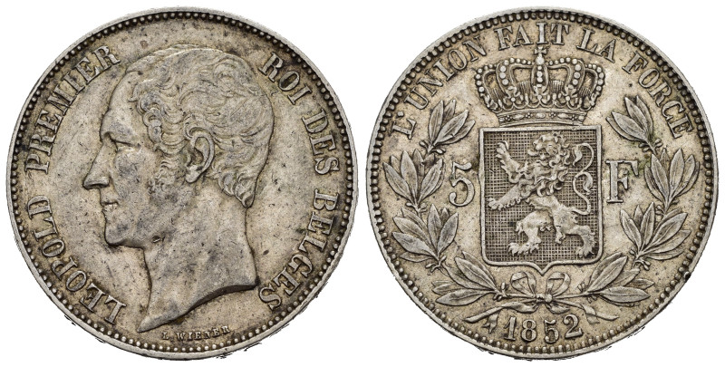 BELGIO. Leopoldo I (1831-1865). 5 Francs 1852. Ag. KM#17. BB+