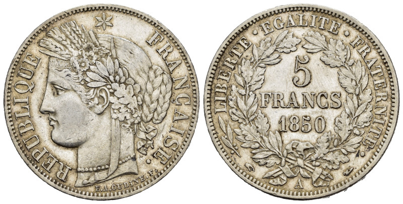FRANCIA. Seconda Repubblica (1848-1852). 5 Francs Cérès 1850 A (Parigi). Ag. Gad...