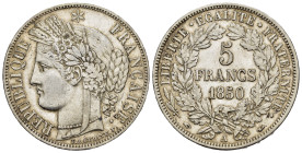 FRANCIA. Seconda Repubblica (1848-1852). 5 Francs Cérès 1850 A (Parigi). Ag. Gad. 719. qSPL