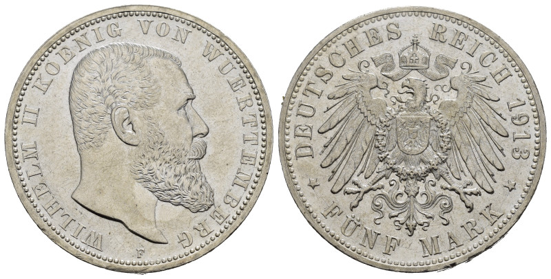 GERMANIA. Wurttemberg. Guglielmo II (1891-1918). 5 Mark 1913 F (Freudenstadt Min...