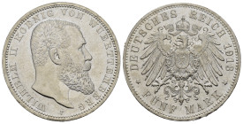 GERMANIA. Wurttemberg. Guglielmo II (1891-1918). 5 Mark 1913 F (Freudenstadt Mint). qFDC