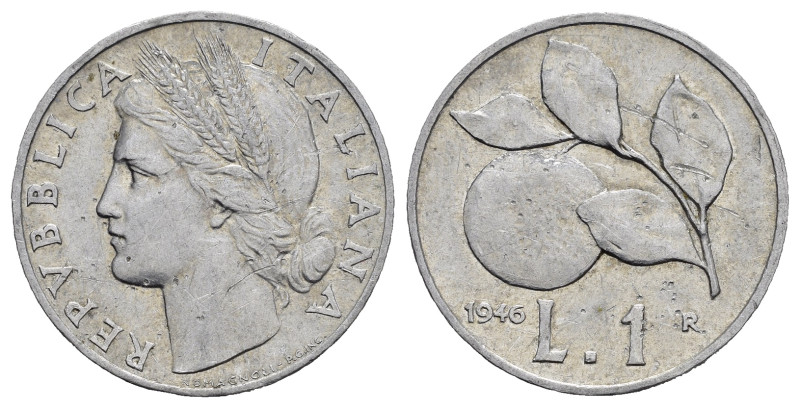 ITALIA. Repubblica Italiana. Monetazione in lire (1946-2001). 1 Lira 1946. Gig. ...