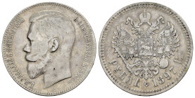 RUSSIA. Nicola II (1894-1917). Rublo 1897. Ag. Bb