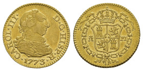 SPAGNA. Carlos III (1759-1788). Madrid. 1/2 Escudo1773 PJ. Au (1,77 g). SPL+