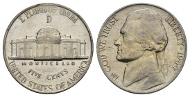 STATI UNITI. 5 cents 1944 D "Jefferson". qFDC