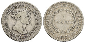 FIRENZE. Principato di Lucca e Piombino. Elisa Bonaparte e Felice Baciocchi (1805-1814). 1 Franco 1807. Ag. Gig. 9. NC. qBB