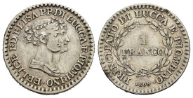 FIRENZE. Principato di Lucca e Piombino. Elisa Bonaparte e Felice Baciocchi (1805-1814). 1 Franco 1808. Ag. Gig. 10. NC. BB